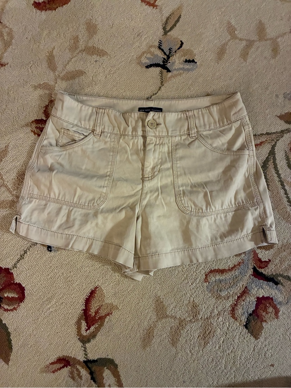 New York & Company Cream Utility Khaki Shorts